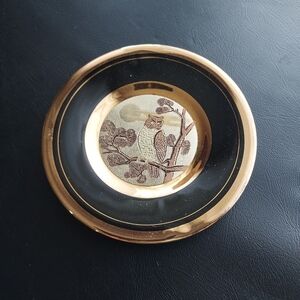 Chokin Art 4" Plate Of Engraved Owl 1987